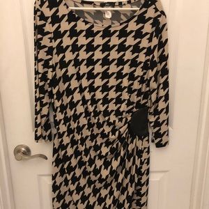KBS Houndstooth Dress with Leather Rouched Detail